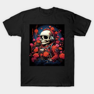 Floral Eternity: Rose-Adorned Skull Gift for mom wife sister T-Shirt